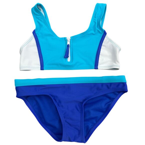 RAISINS GIRLS BLUE WHITE ZIPPER BIKINI 8 - Picture 1 of 5